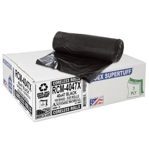 Can Liner, Low Density, 40x46 Rolls, 1.1 Mil, Black, Fits 40-45 Gallon